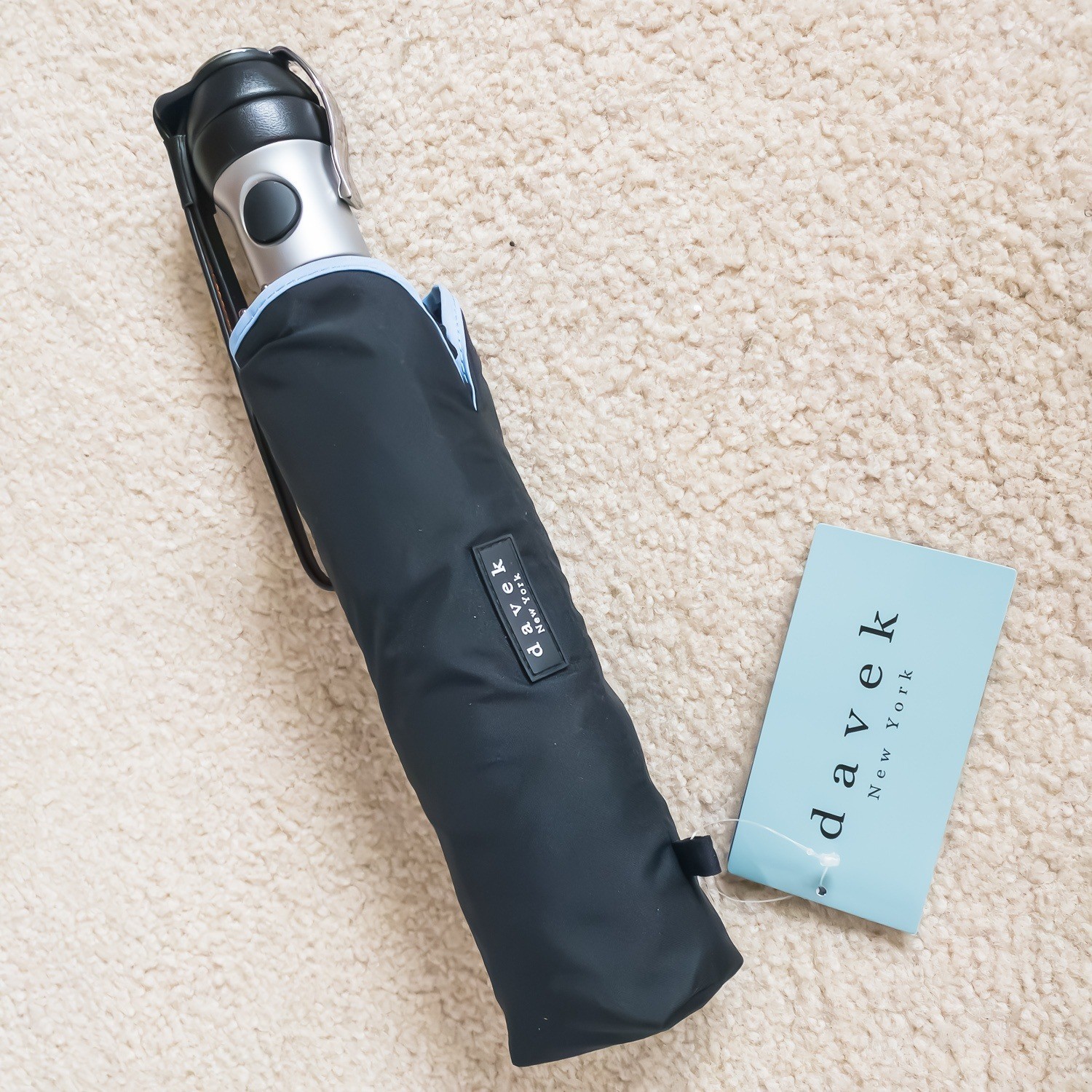 Davek Solo Umbrella Black Pale Blue Automatic Windproof Steel Nylon