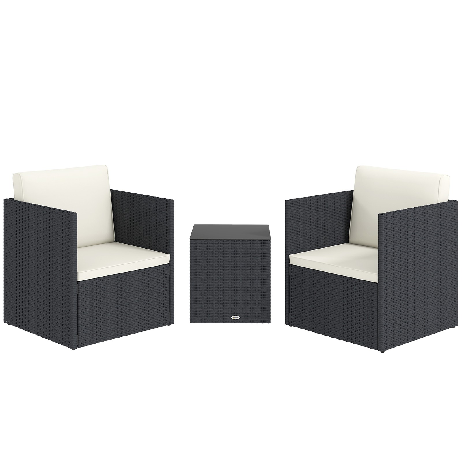 Outsunny 3 Piece Patio Furniture Set, Folding Wicker Bistro Set, Black