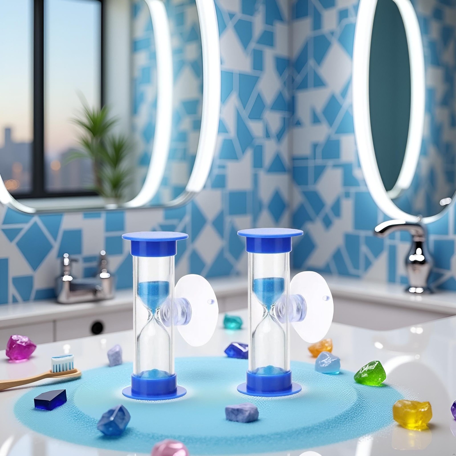 2Pcs Blue Toothbrush Timer for 2mins Sand Clock Timer 2 Minute Sand Timer, Pl...