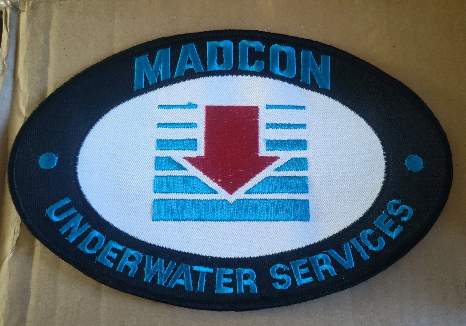 LARGE 8" IN BACK PATCH MADCON UNDERWEAR SERVICES DIVING OFF SHORE OIL WELL RIGS