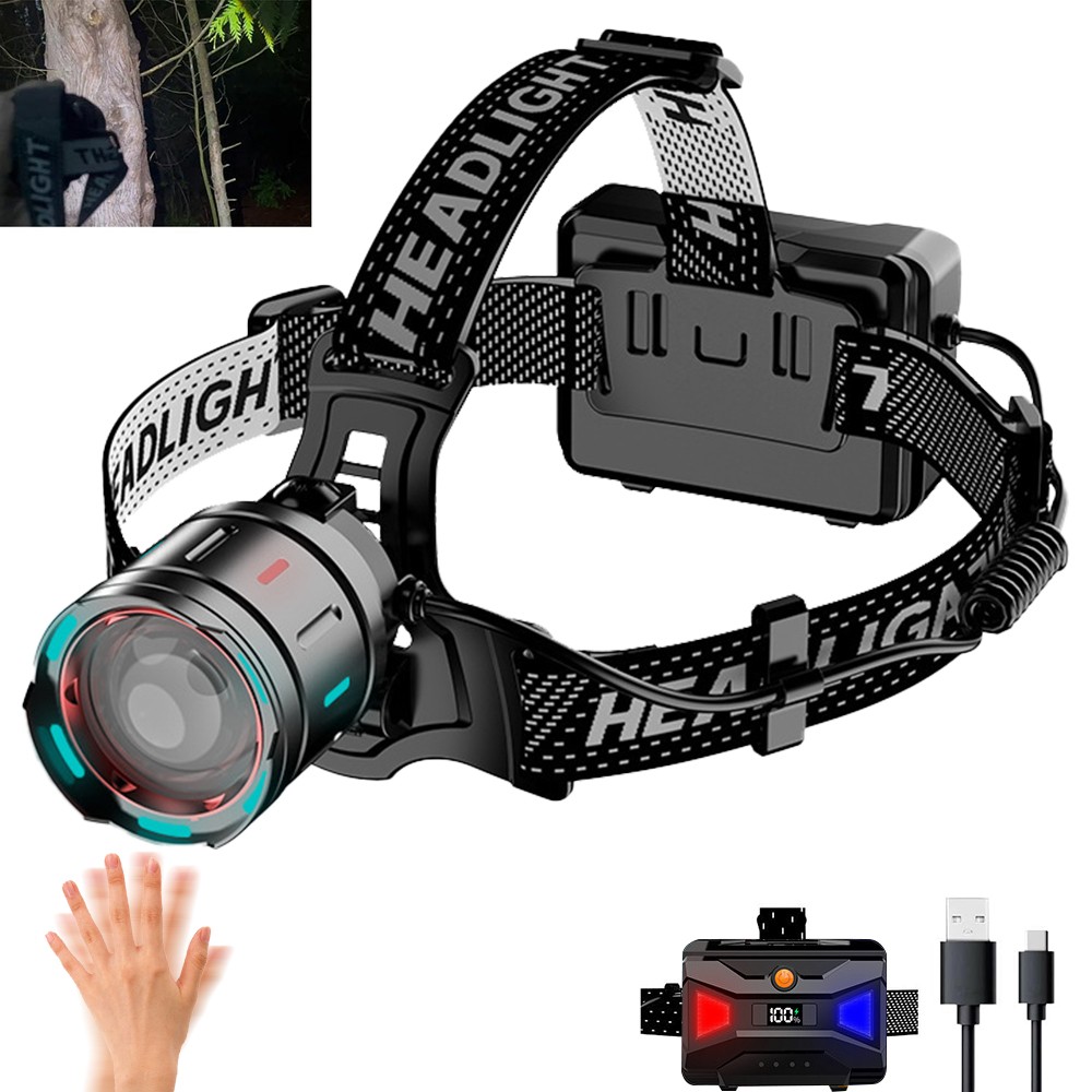Rechargeable LED Headlamp 10000 Lumen, Super Bright Head Lamp Flashlight 3 Modes