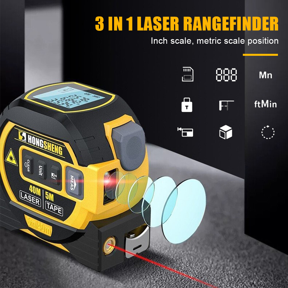 60M Multifunctional Laser Rangefinder 5m Tape Infrared Range Finder Meter 3in1.