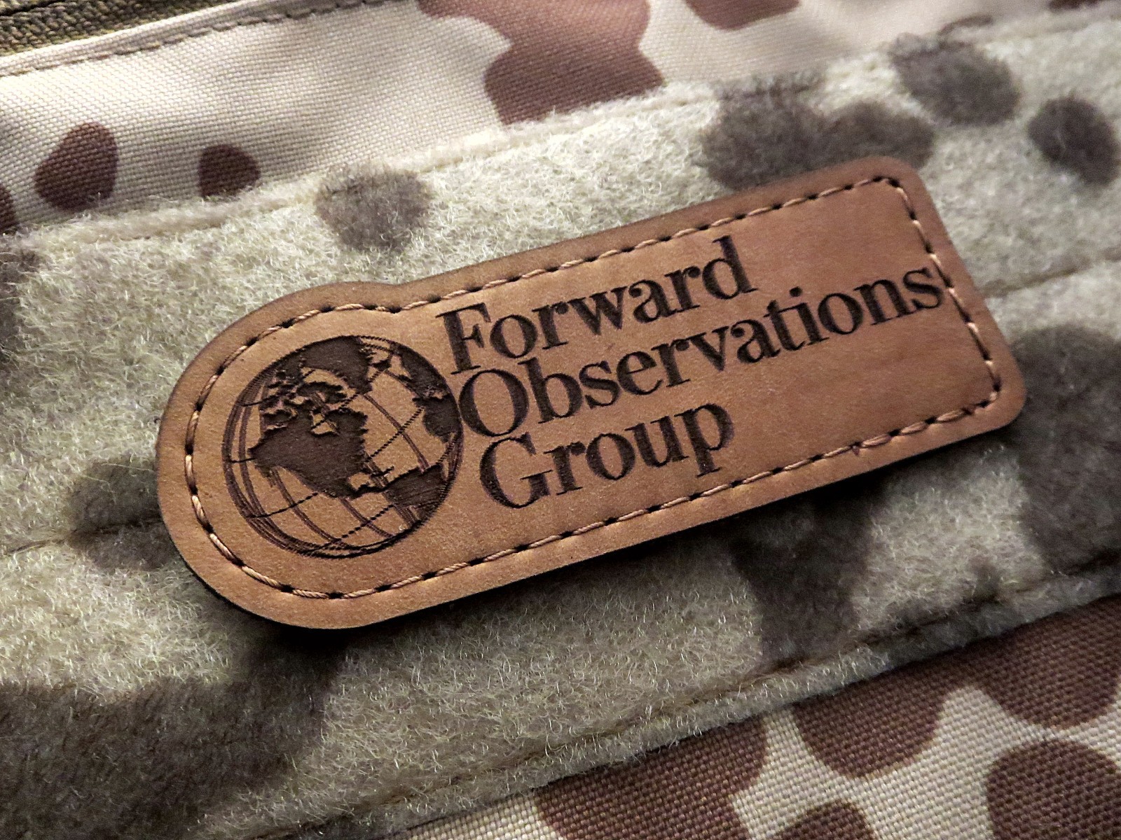 FORWARD OBSERVATIONS GROUP CORPORATE LOGO LEATHER PATCH NEW AUTHENTIC FOG