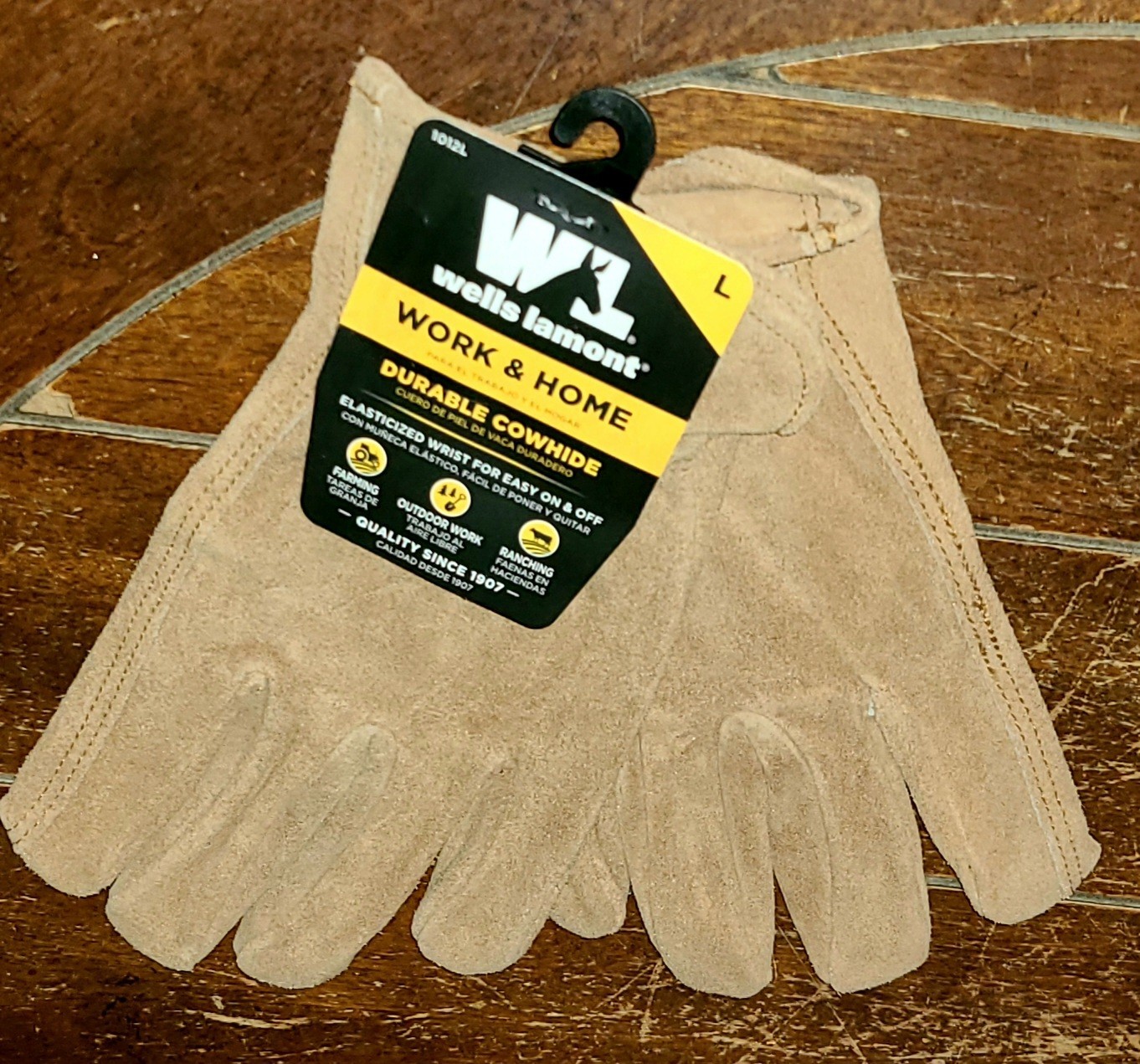 Wells Lamont Durable Cowhide Elasticized Wrist Work Gloves -Large- Item #1012L