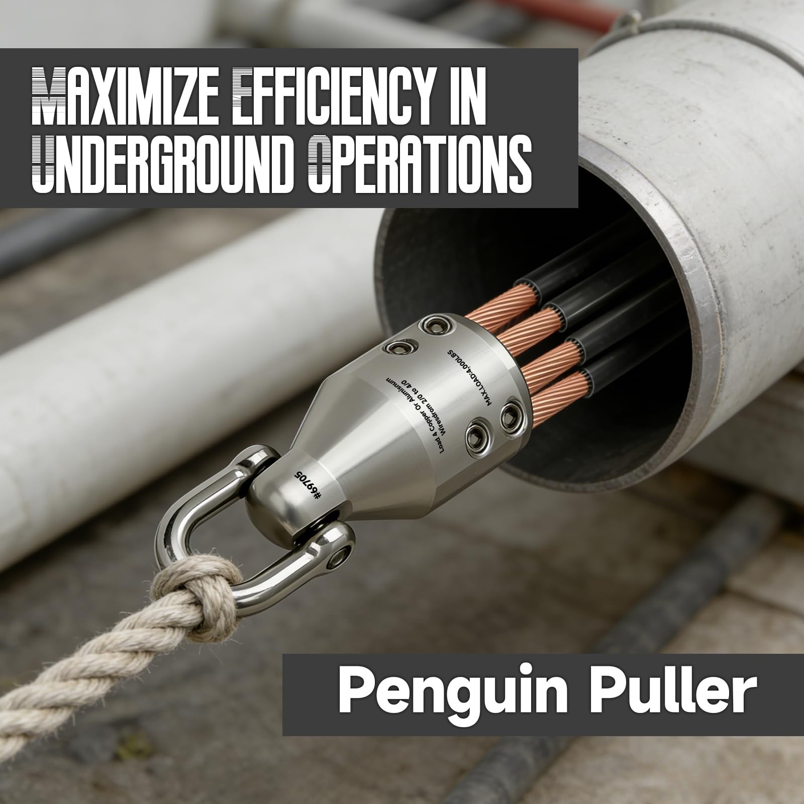 69705 Penguin Puller Jr. Wire Pulling Kit - Complete Set with Shackle & Wrench,