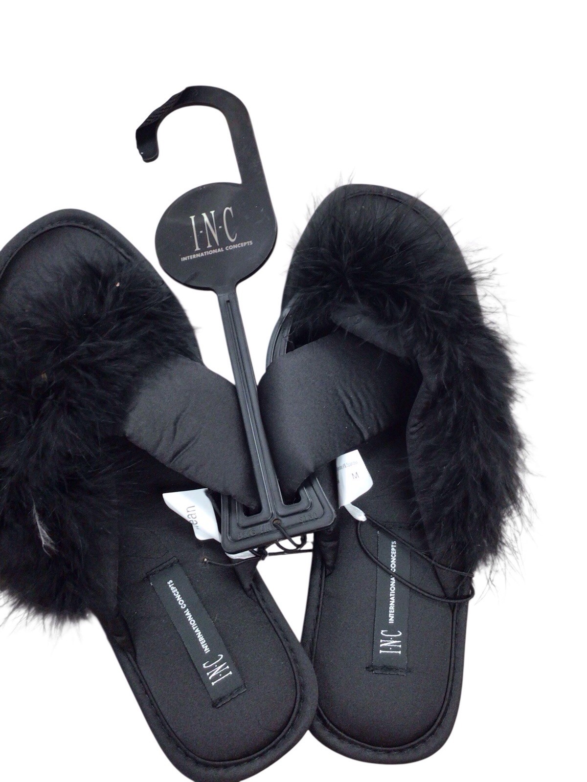 Women Slippers INC International Concepts Black L 9-10 *FREE SCARF