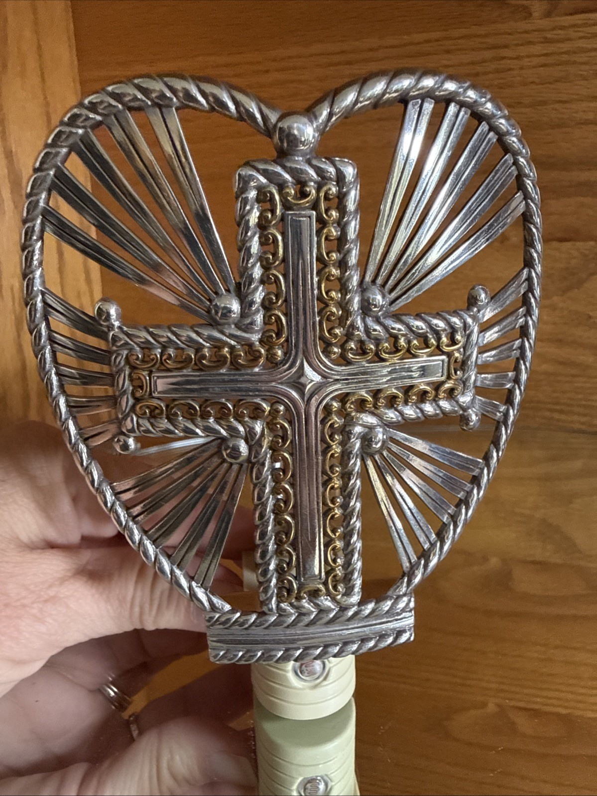 BRIGHTON Heart Cross Nightlight WORKS Silver And Gold Tone Metal