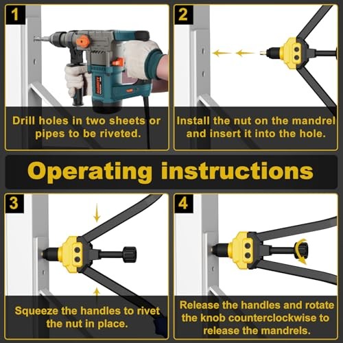 Rivet Nut Tool Rivet Nut Kit, 16" Rivnut Tool Kit with 14 Metric & SAE Black