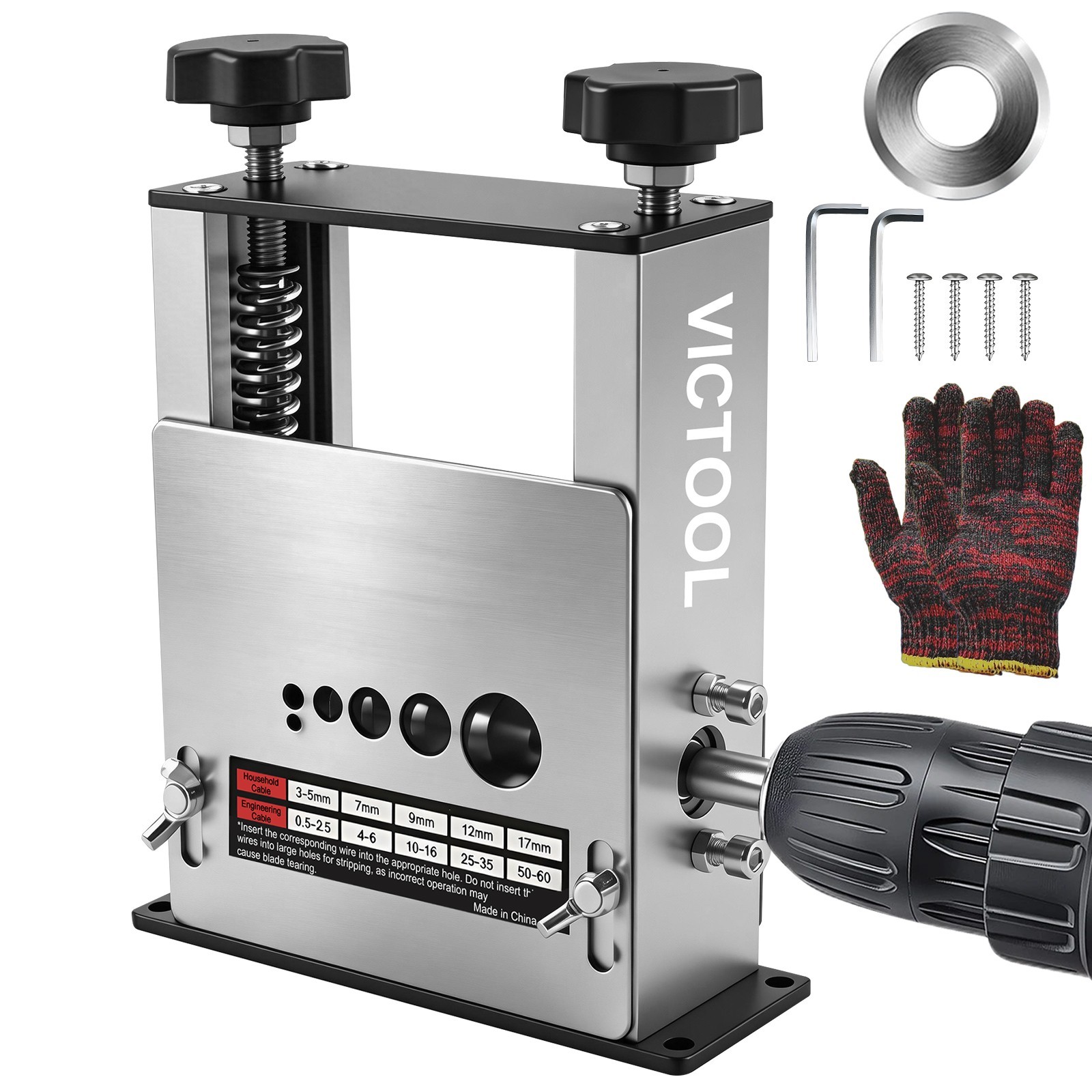 6 Hole Manual Wire Stripping Machine 3-17mm Drill Powered Scrap Wire Stripper