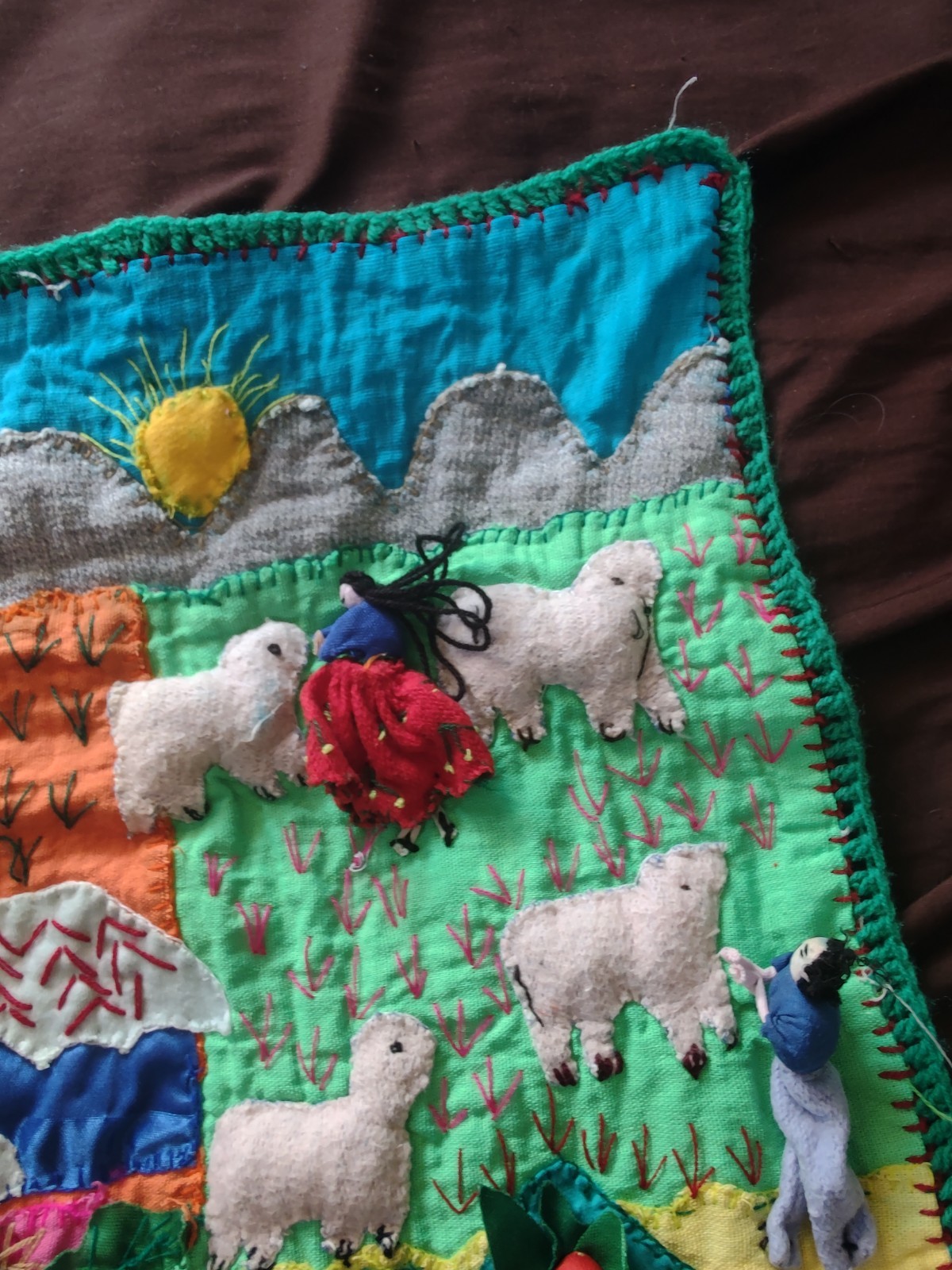 3 Peru Arpillera Folk Art Textile Wall Hanging Handmade See Pics For Condition