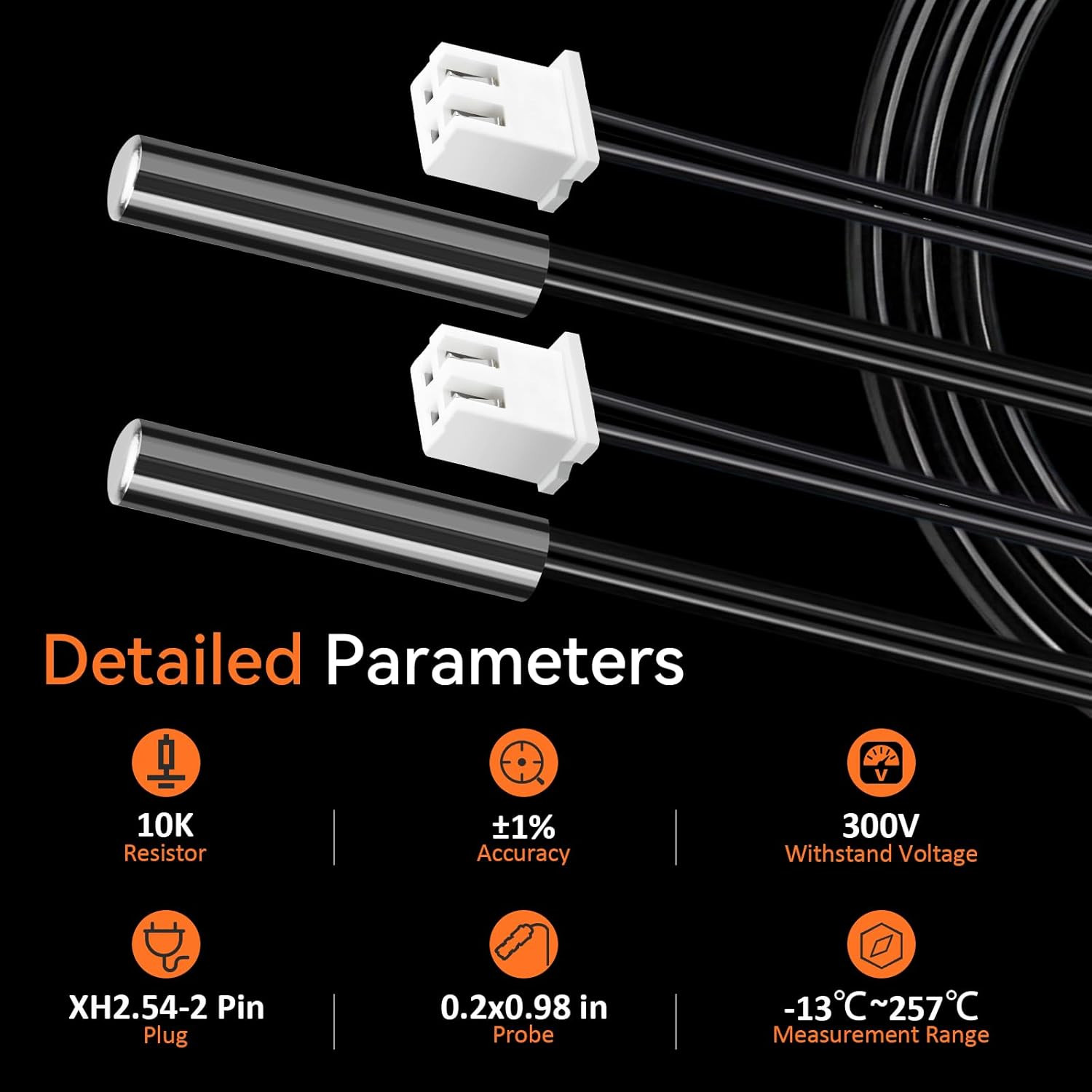 5PCS High Accuracy Temperature Sensor Probe, Premium B3950 Ntc 10K Thermistor Se