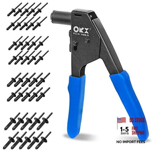 ORXPLUS Tools 90 Degree Plastic Rivet Gun Kit with 40 Poly Rivets | Right