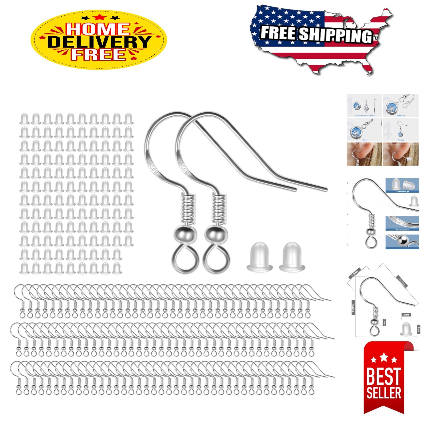 High-Quality 120 PCS 925 Silver Earring Hooks - Ideal for Crafting and Styling