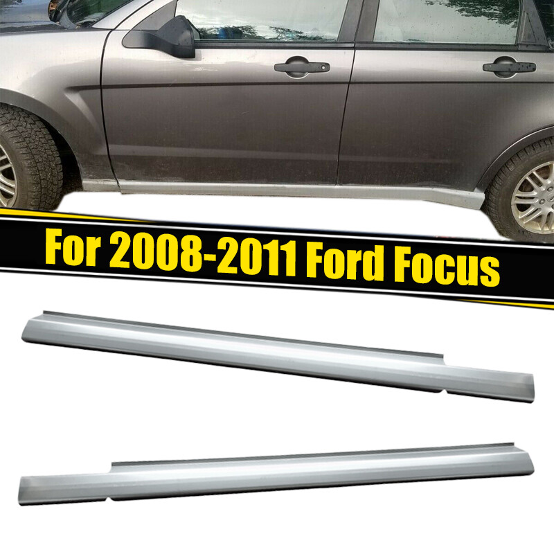 For 2008 2009 2010 2011 Ford Focus Silver Slip-on Rocker Panel 4 door Left+Right