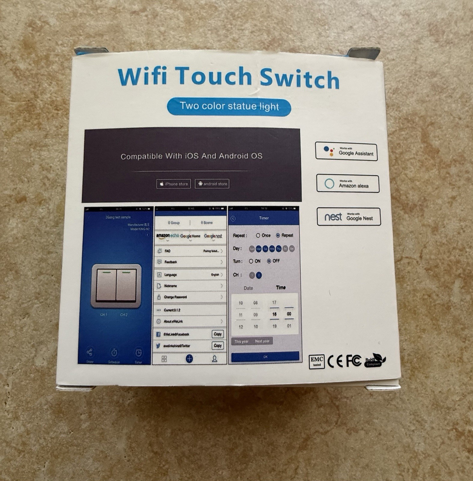 NEW 2 CHANNEL WiFi Touch Switch Two Color Statue Light - FREE SHIPPING!