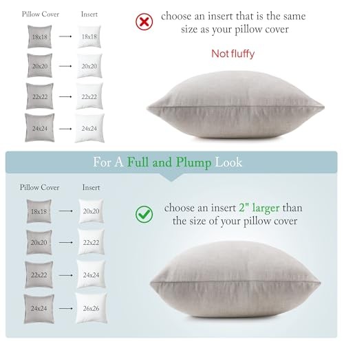 Euro Pillow Inserts4 x4 (Pack of White), Feather Down Pillow 24x24 Inch 2