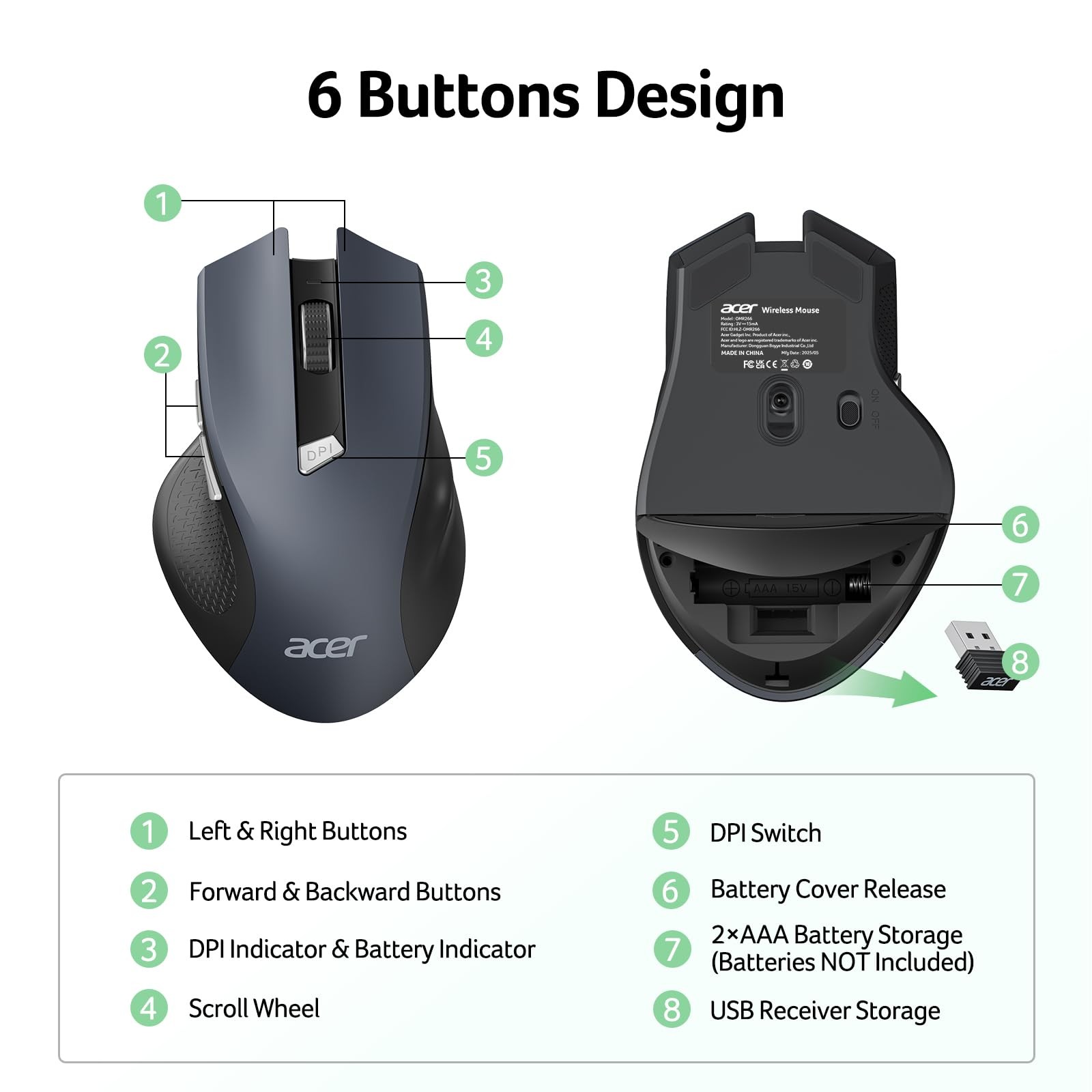 Wireless Mouse for Laptop, 2.4GHz Computer Mouse 3 Adjustable DPI Office Cord...