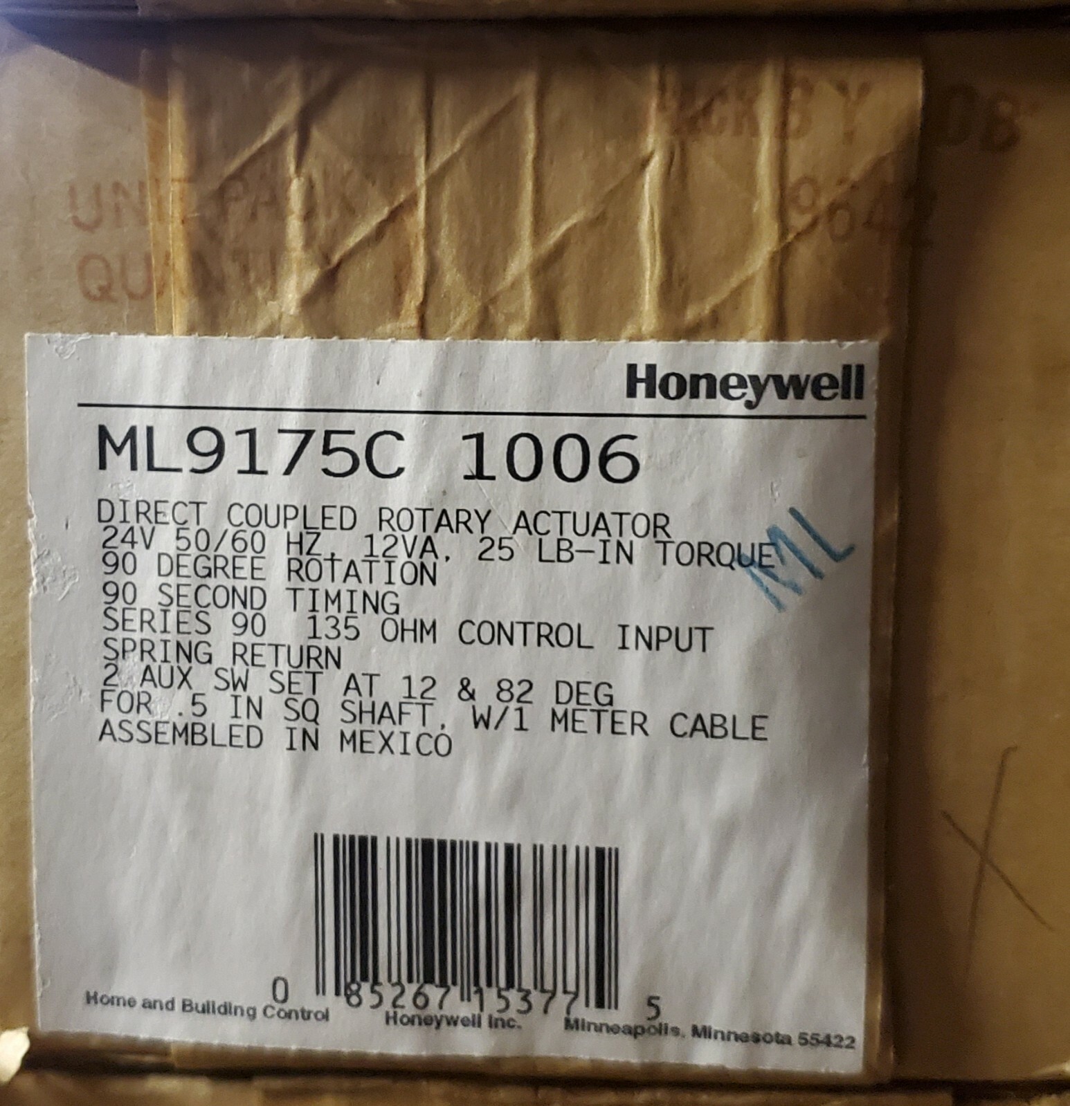 **BRAND NEW** ML9175C 1006 Honeywell Damper Actuator Series 90 135ohm