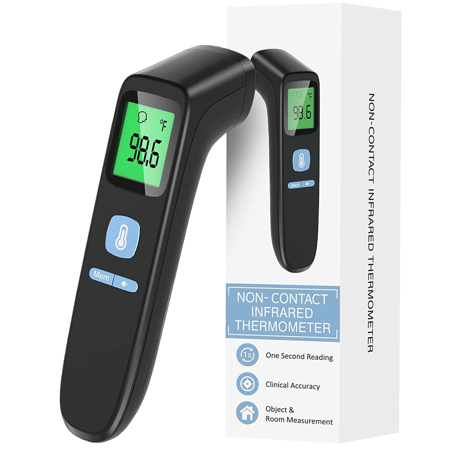 Thermometer Adults Kids Baby Digital Infrared Non-Contact Fever Alarm Memory LCD