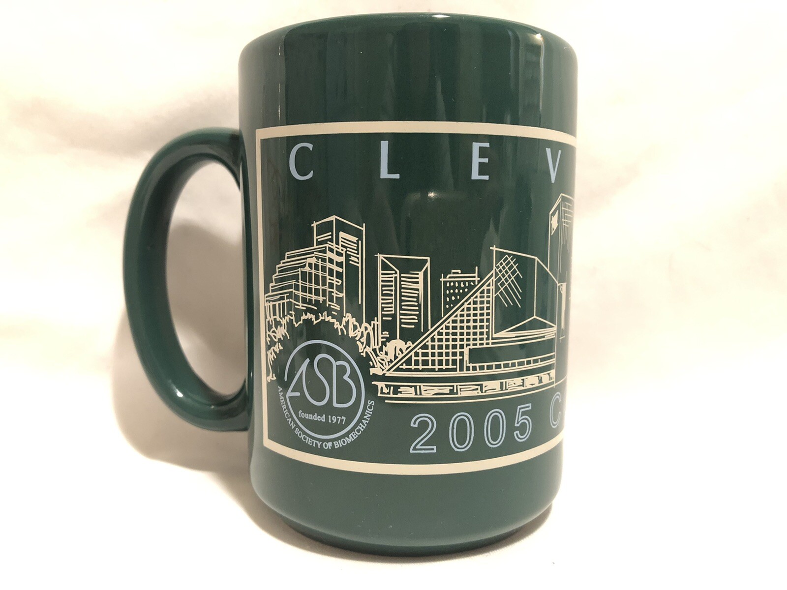 American Society of Biomechanics-Cleveland 2005 Congress-Green/Wh. Cityscape Mug