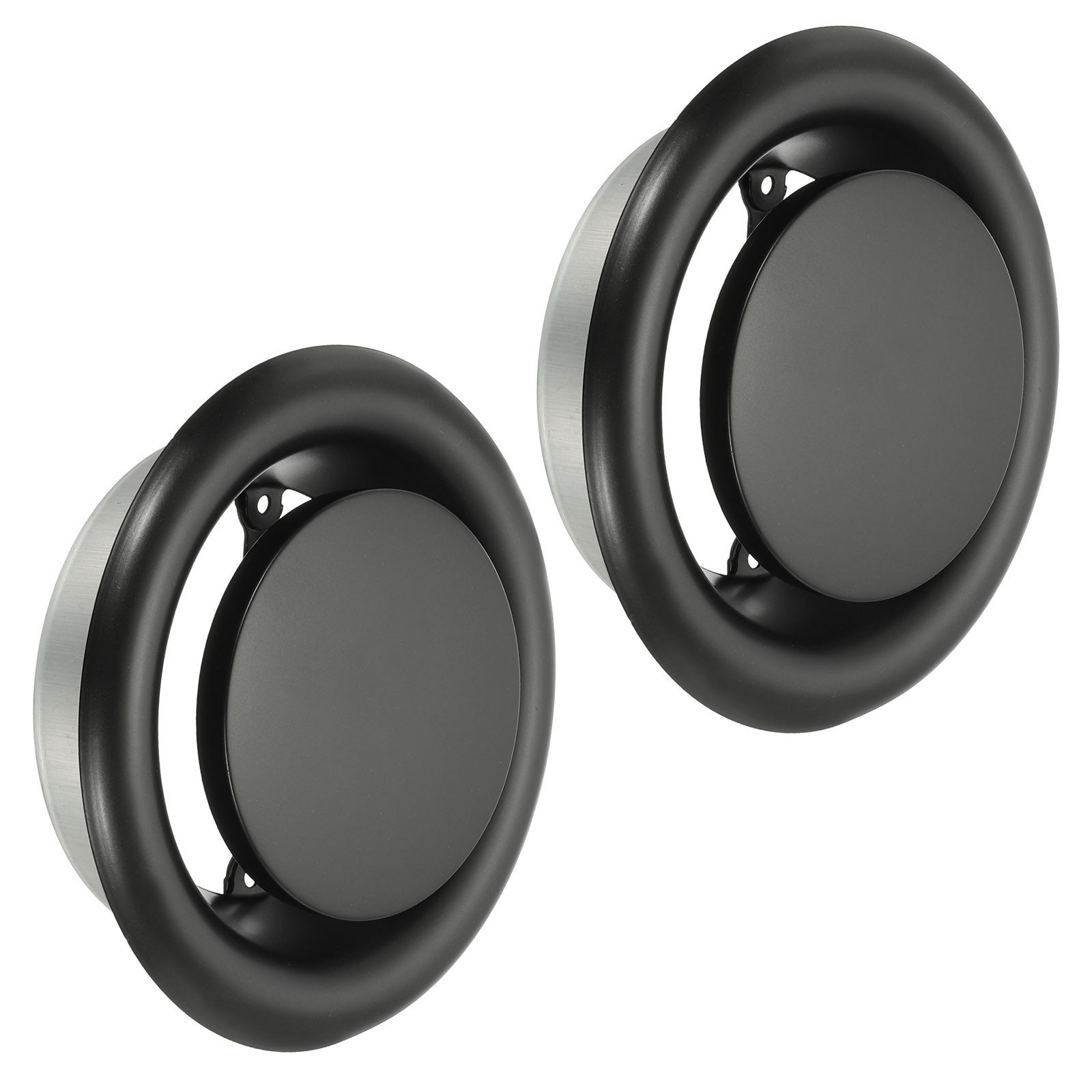 6" Round Ceiling Diffuser 2pcs Metal Adjustable Wall Air Vent Cover Black