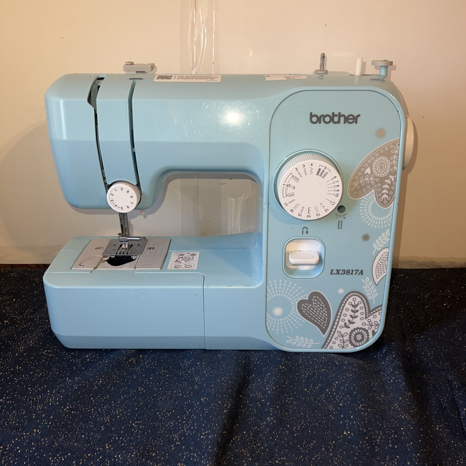 Brother RLX3817A 17-Stitch Sewing Machine Light Blue No Foot Petal