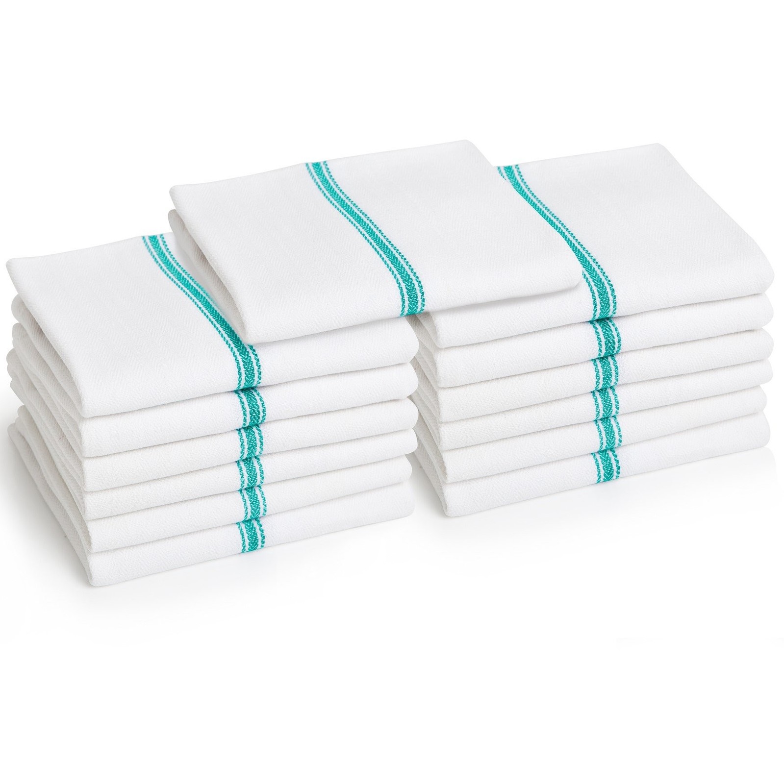 13 Green Kitchen Dish Towels - 27" x 14" 2-ply Commercial Grade Absorbent 100...