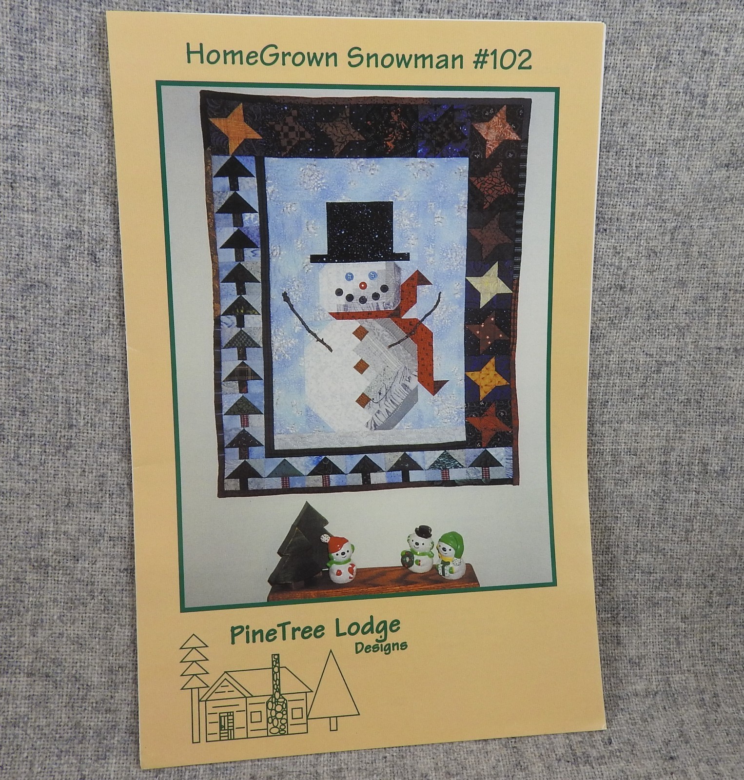 Home Grown Snowman Pine Trees Stars Wall Hanging Quilt Pattern Pine Tree Lodge