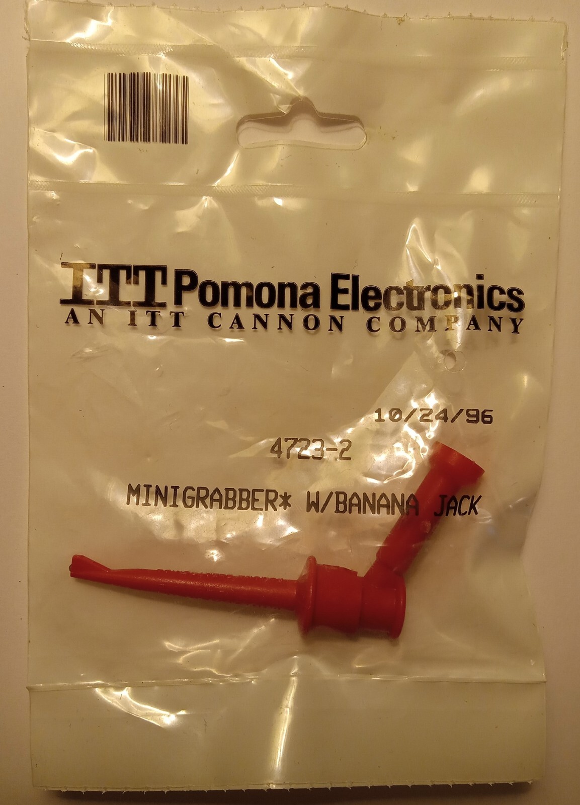Pomona 4723-2 Minigrabber Test Clip w/ Banana Jack, RED "NEW" PRISTINE!