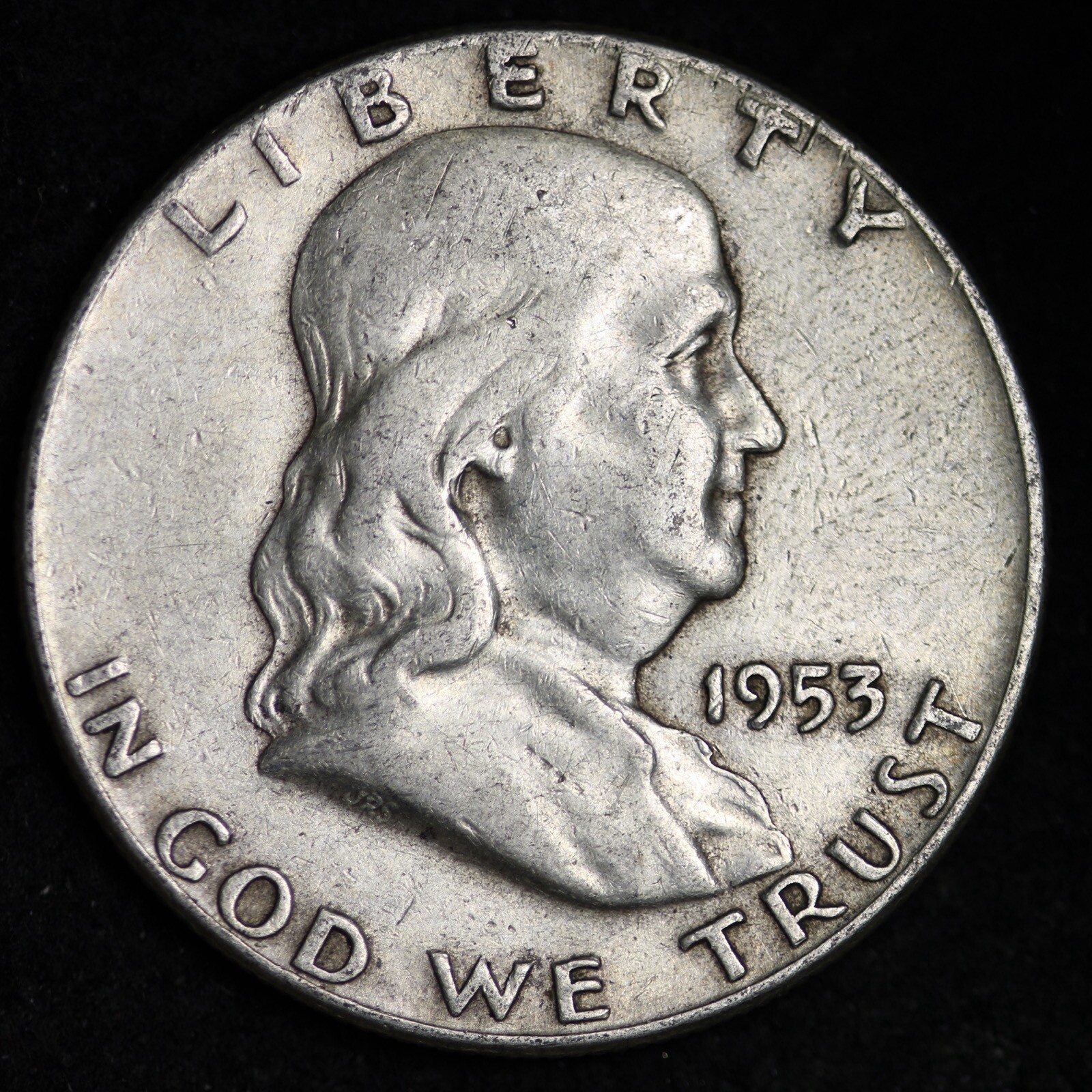 1953 FINE / VF SILVER FRANKLIN HALF DOLLAR NICE ORIGINAL COIN FREE SHIPPING  