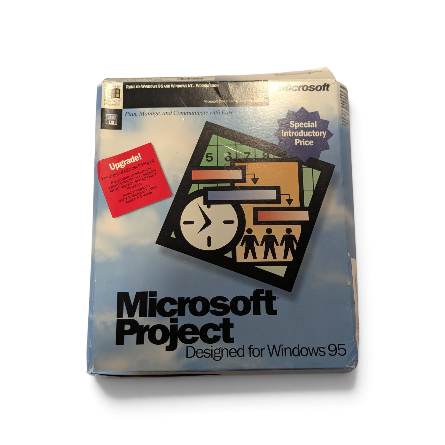 Microsoft Project Windows 95 Version 4.1 Upgrade Big Box 7 Floppy Disks Complete