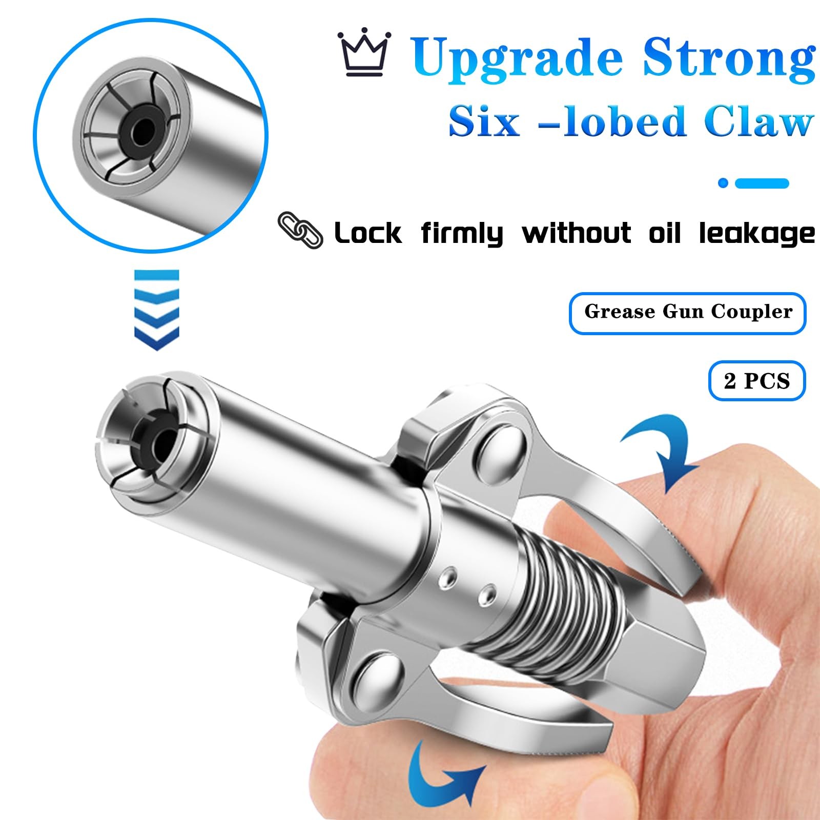 FACITE Grease Gun Coupler Quick Lock and Release Lube Guns 2PCS