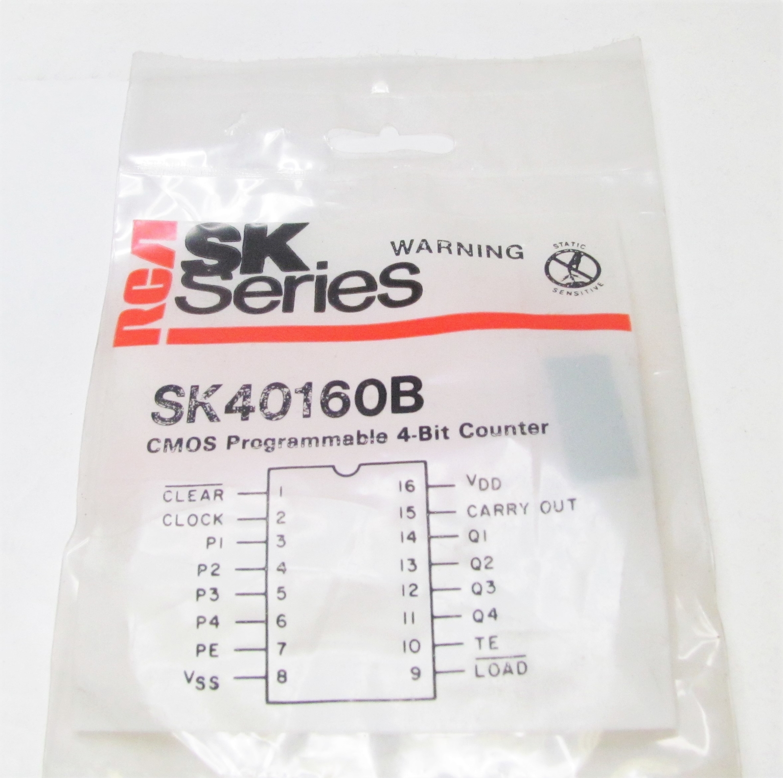 RCA SK40160B - Synchronous Programmable 4-Bit Counters 16-Lead DIP CMOS IC, NOS