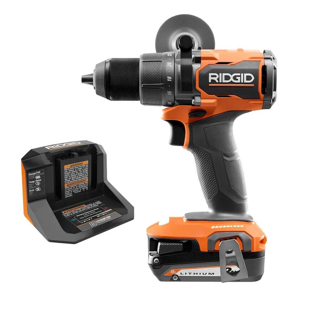 RIDGID 18V Brushless 1/2-inch Drill Kit w/ 2Ah Battery, Charger  R86114