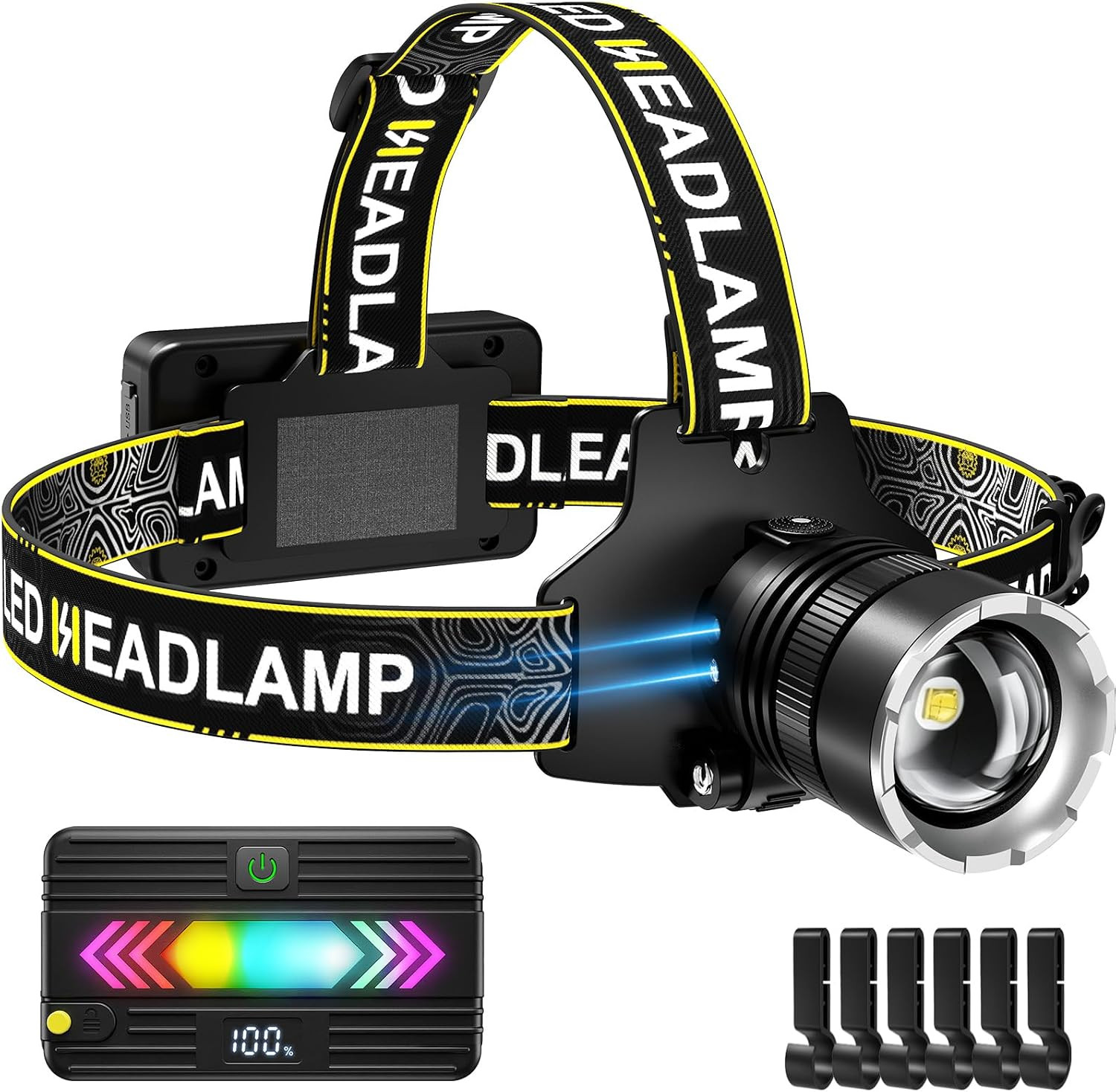 Headlamp Rechargeable 90000 Lumen Super Bright, 5 Modes Head Lamp with Motion Se