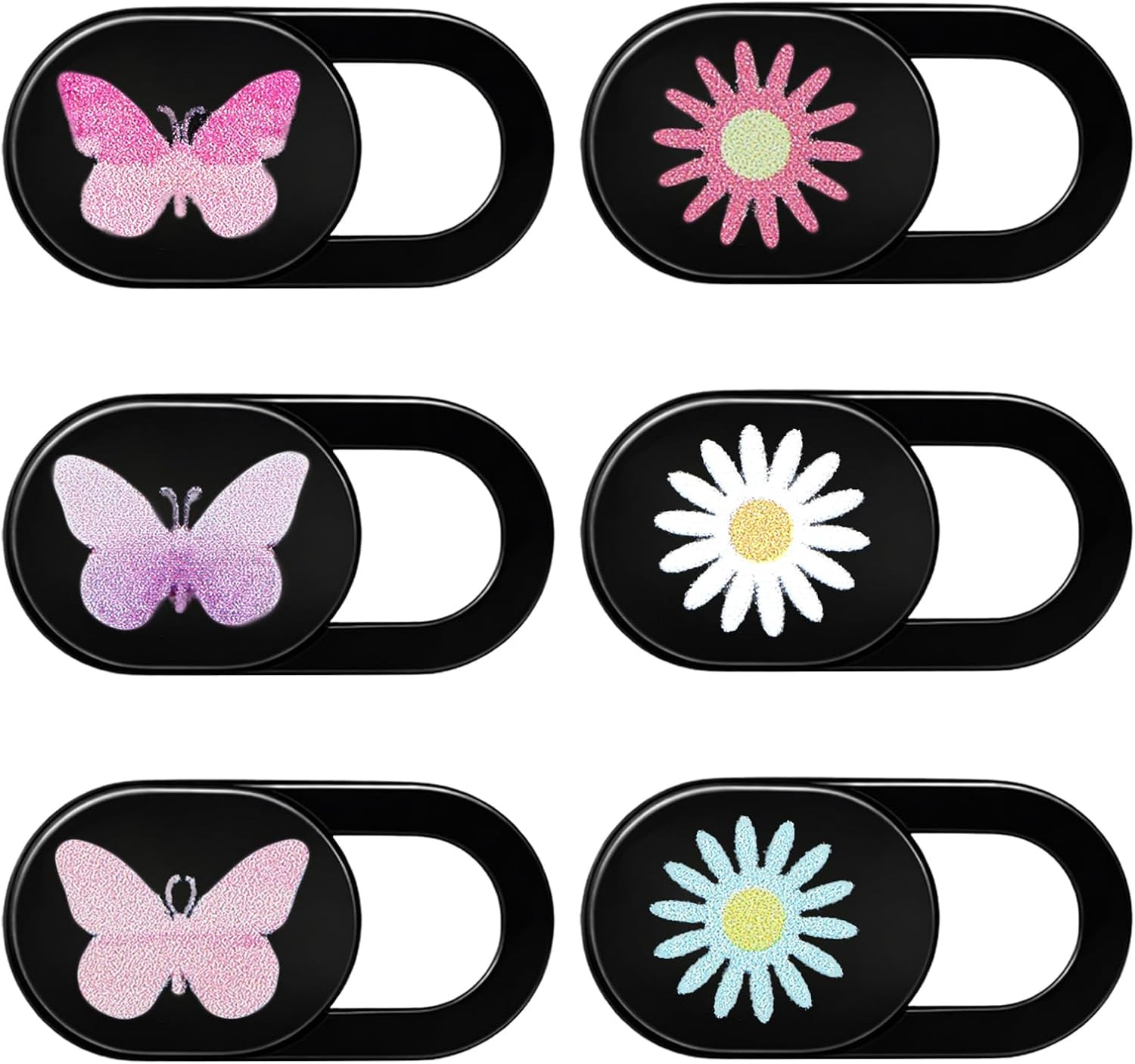 6 Pcs Webcam Cover Slide Butterfly Flower Design Ultra-Thin Laptop Camera Cover