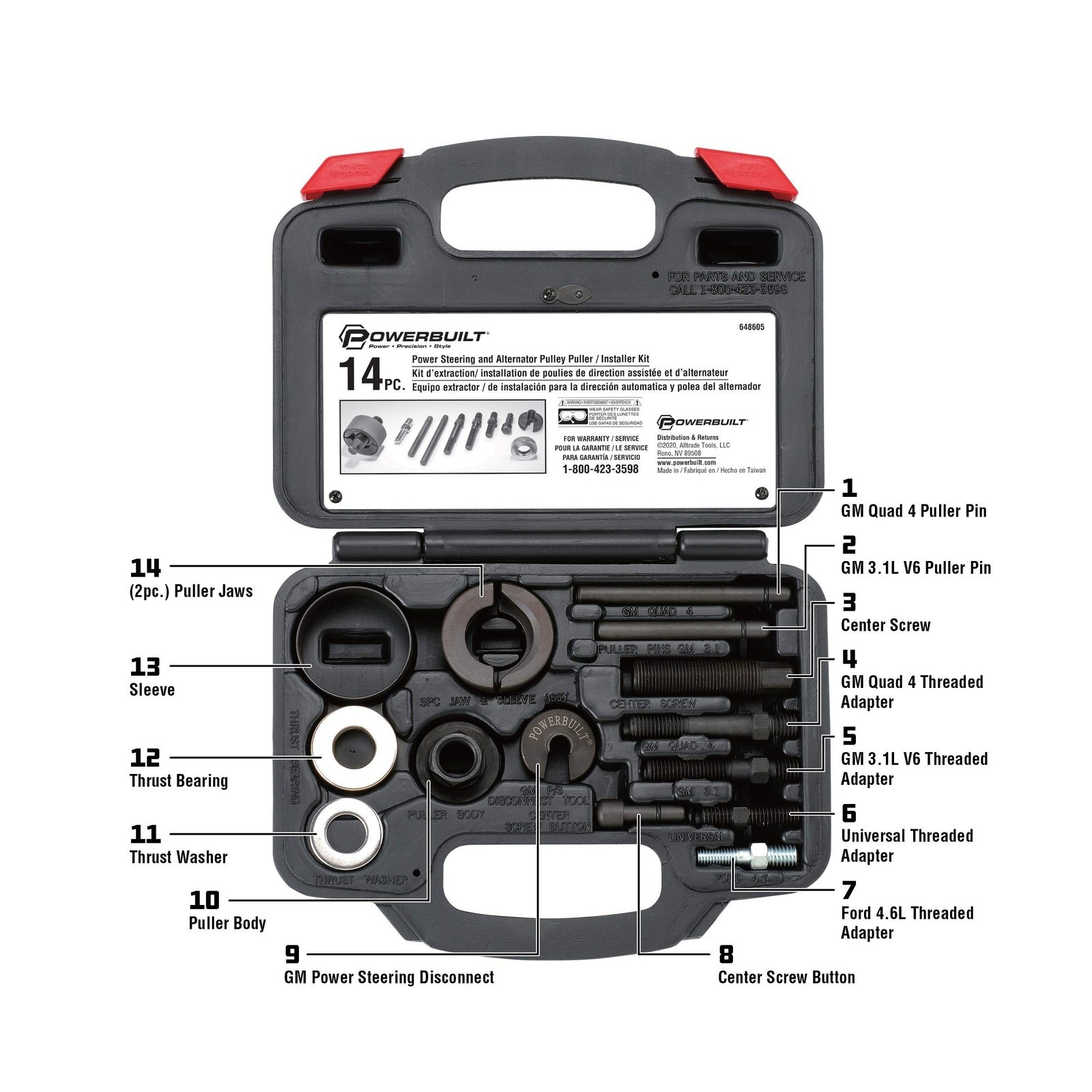 Powerbuilt Power Steering and Alternator Pulley Remove and Install Tool Set, ...