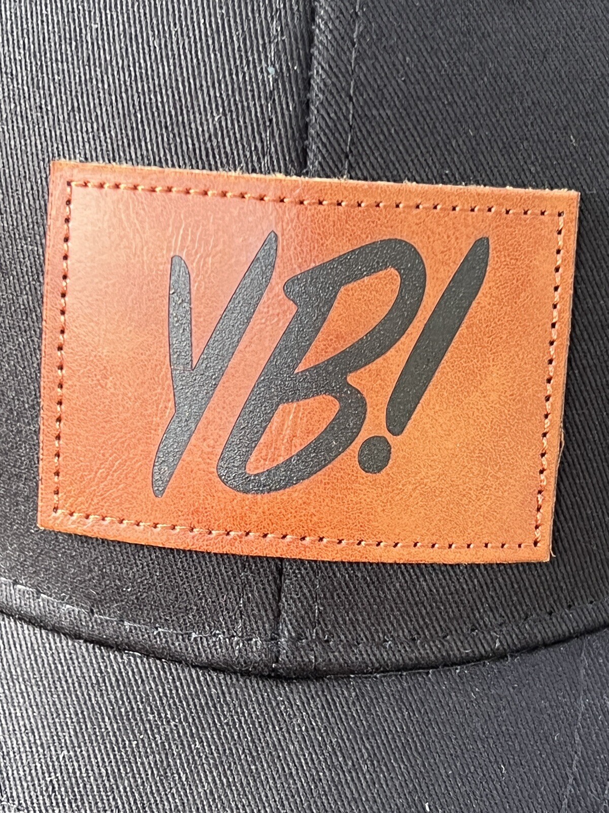 YB Leather Patch Yeah Buddy Black Trucker Hat Snapback EUC