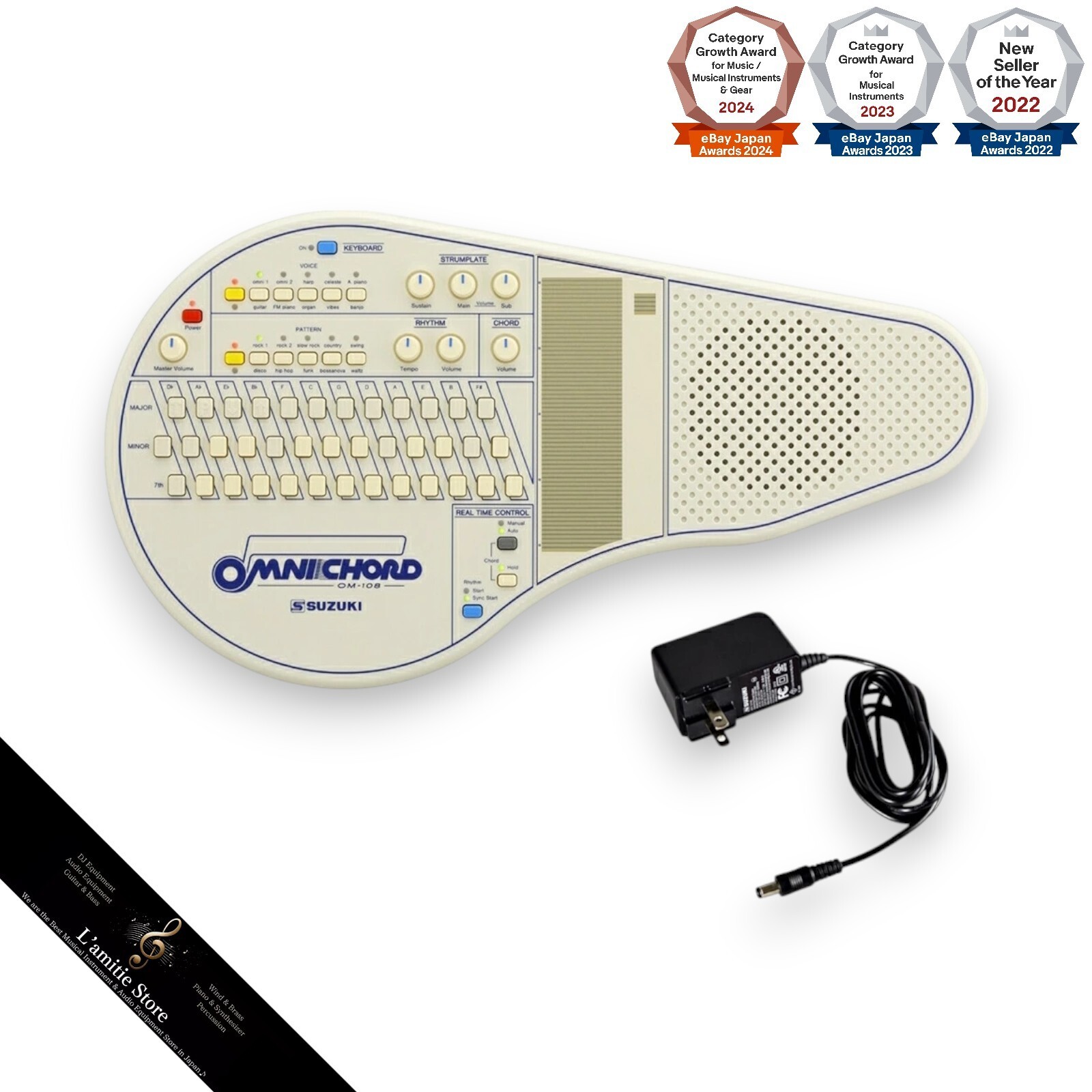 Suzuki Omnichord OM-108+AC OM108 Strumplate Auto Bass Chord Electronic Musical