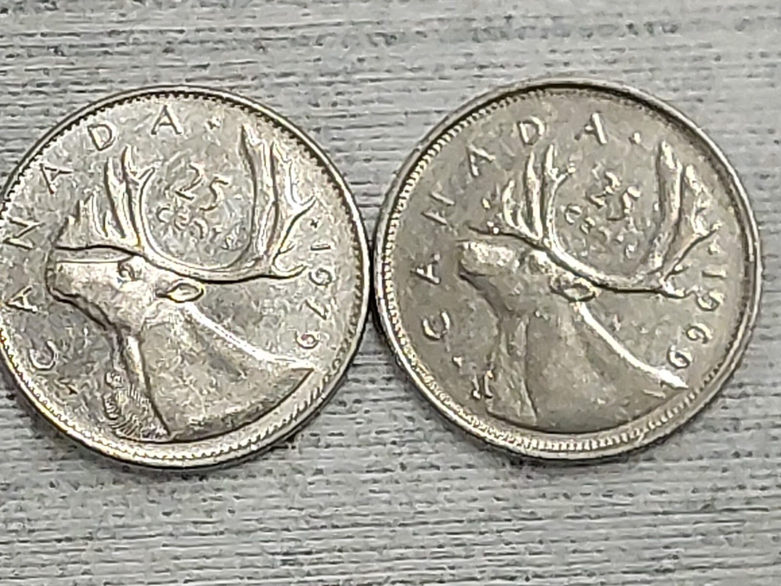 Canadian 25 Cents Nickel alloy  Coin 1979 &1969 Collectable Grade 2 Coins