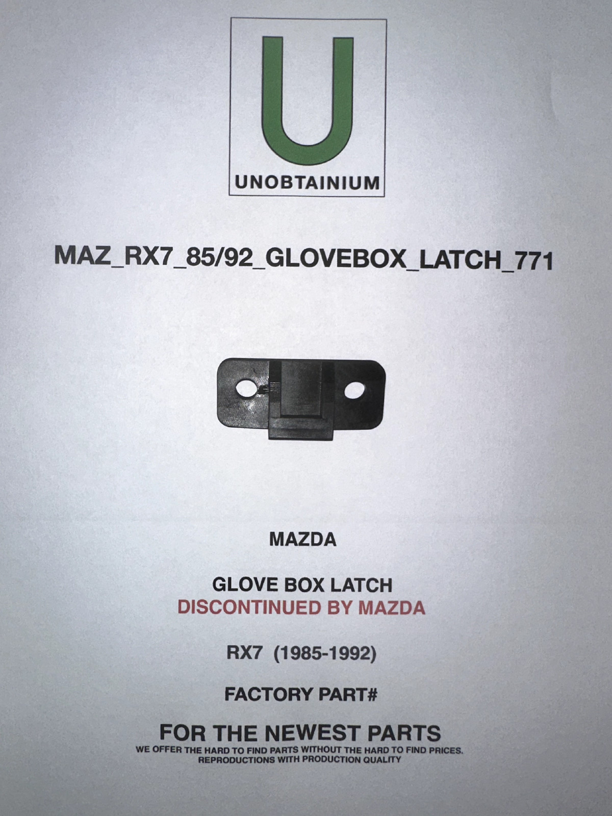 FITS/FOR MAZDA RX7 1985-1992 GLOVE BOX LATCH FC3S  FC3C