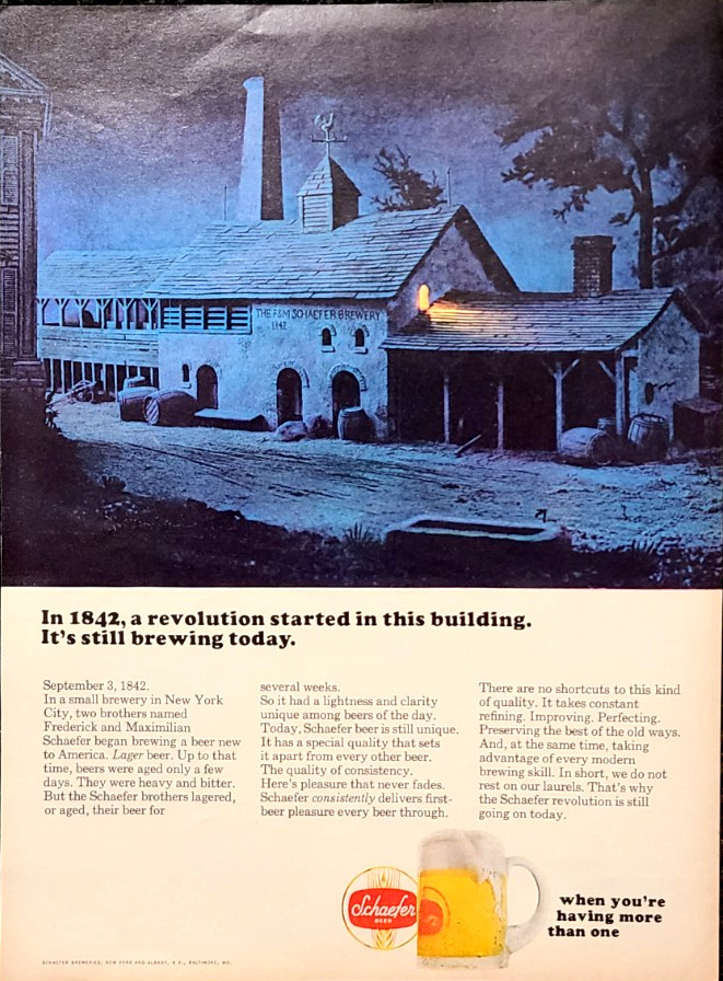 Schaefer Beer Original 1966 Vintage Print Ad Wall Art