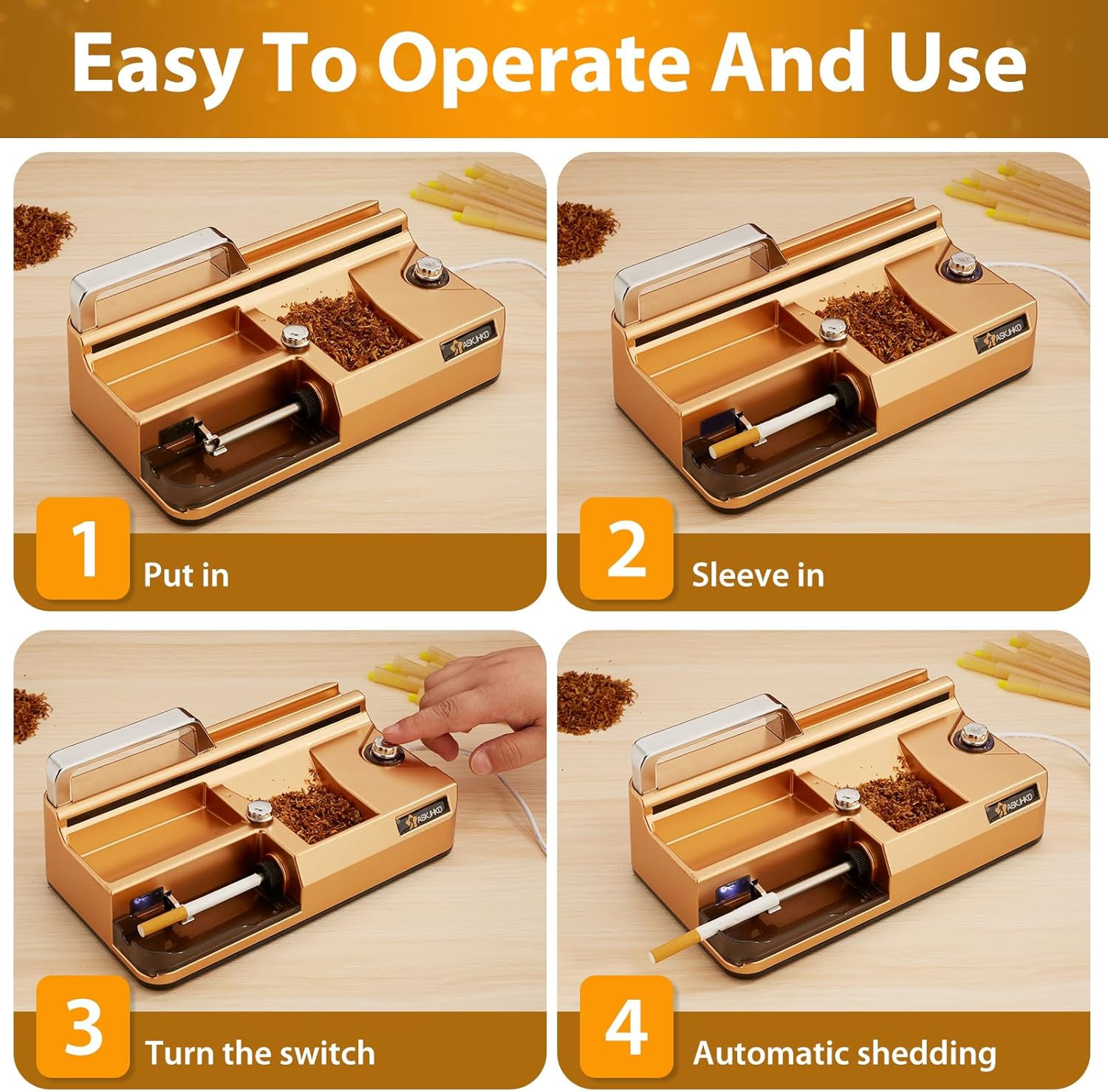 Electric Cigarette Rolling Machine, Automatic Cones Loader, Mini Portable Pre Ro