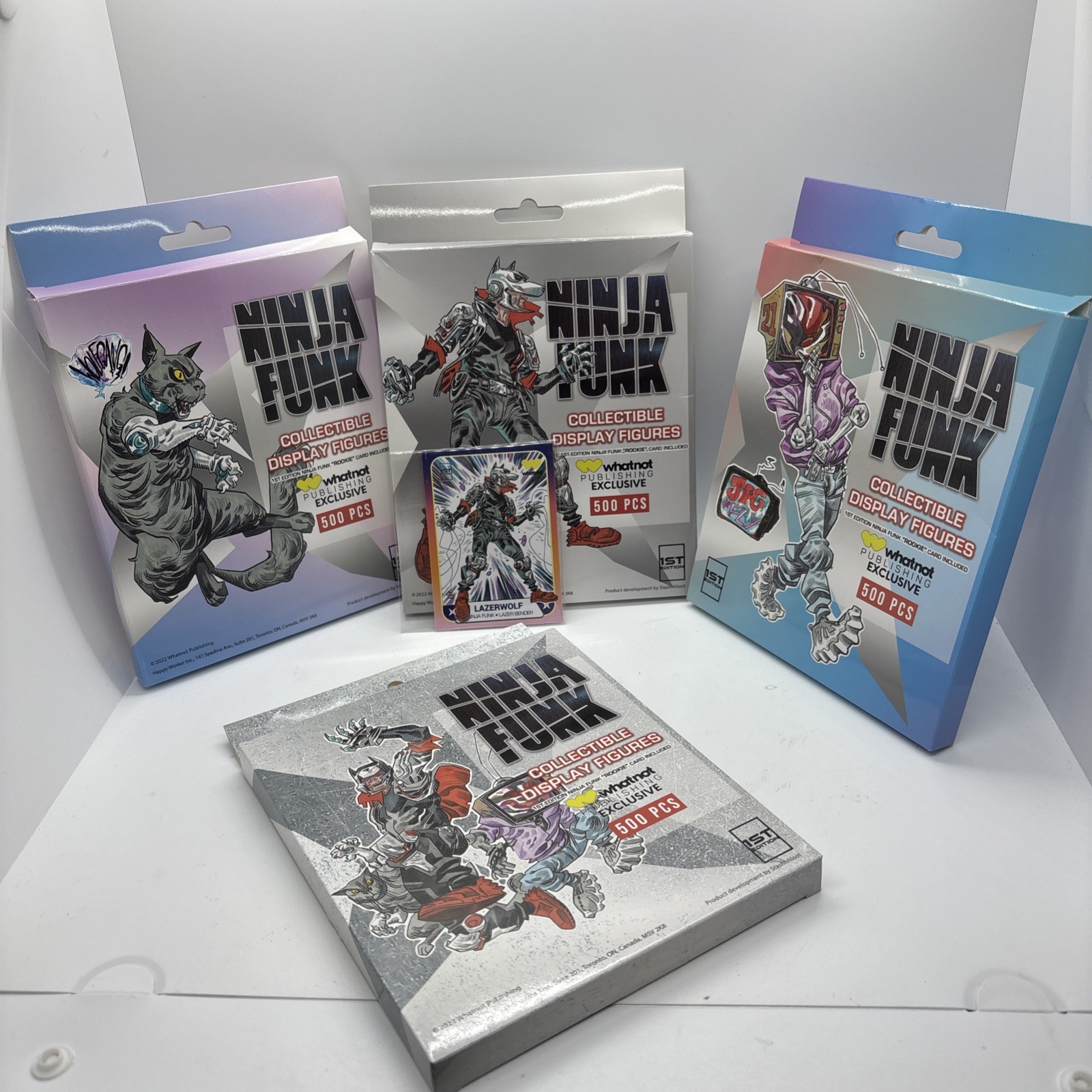 NINJA FUNK COLLECTIBLE DISPLAY FIGURES THE GOATS W/ 1 Lazerwolf ROOKIE CARD