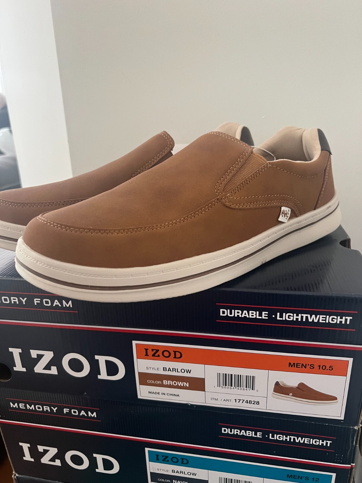 IZOD BARLOW Brown 1774828 Memory Foam Durable Lightweight Men's Size 10.5