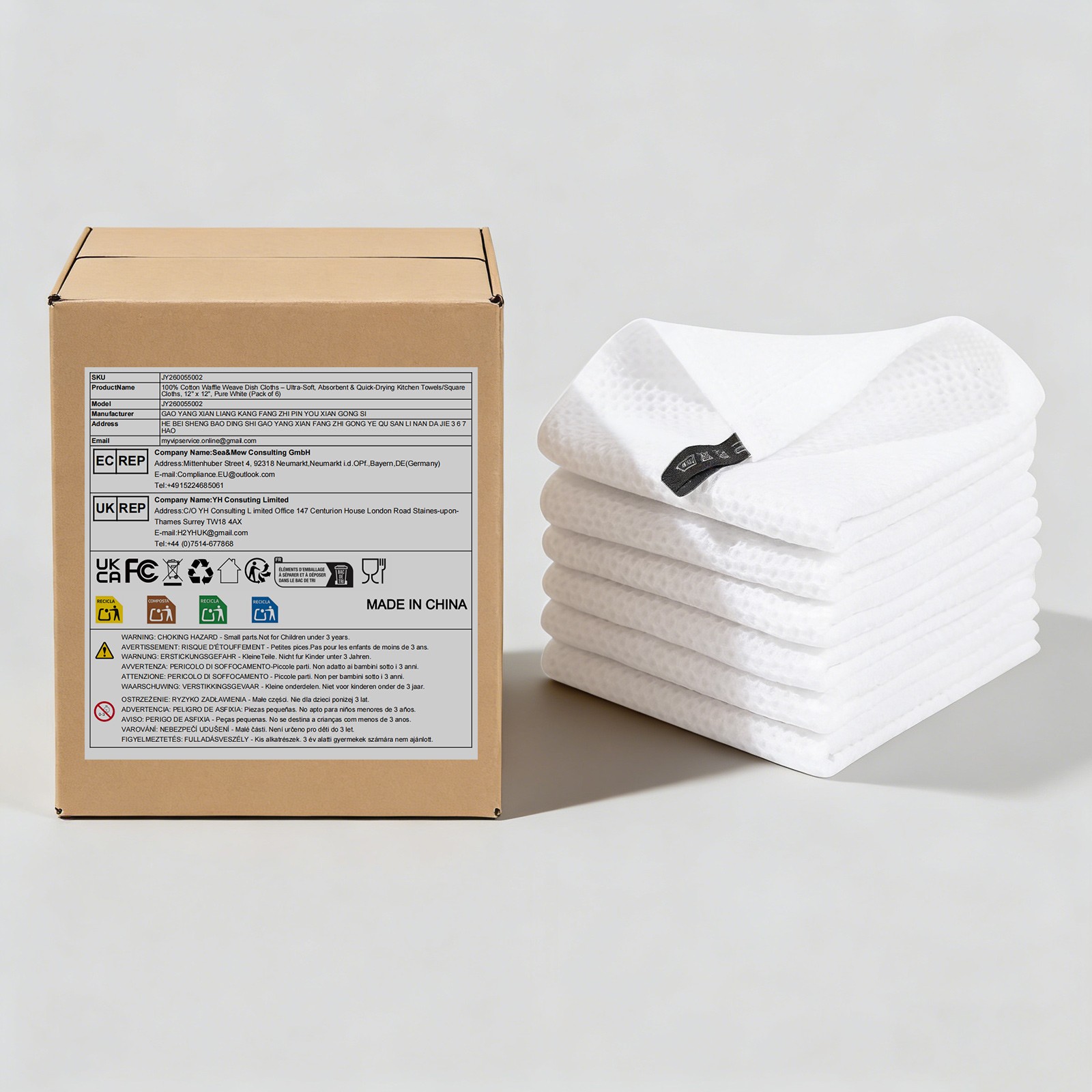 100% Cotton Waffle Weave Kitchen Dish Cloths, Ultra Soft Absorbent Quick Drying
