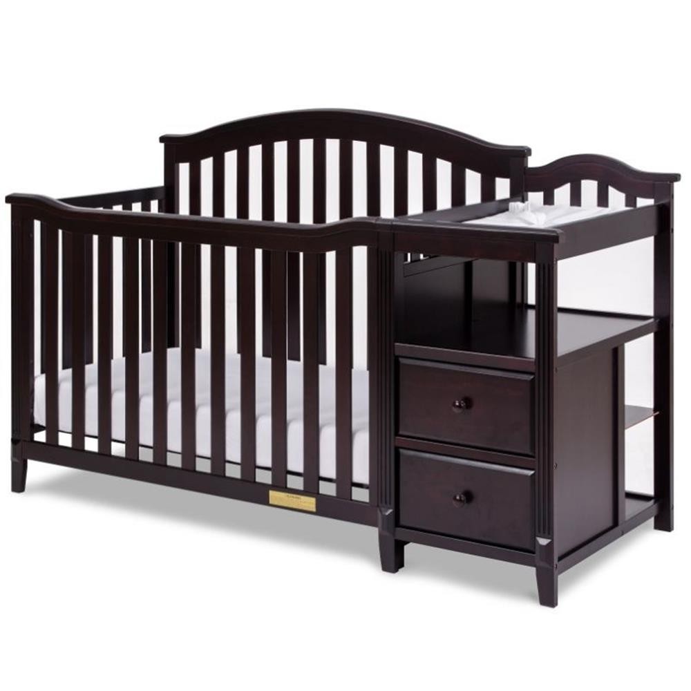 AFG Baby Furniture Kali 4-in-1 Convertible Crib w/ Toddler Guardrail Espresso