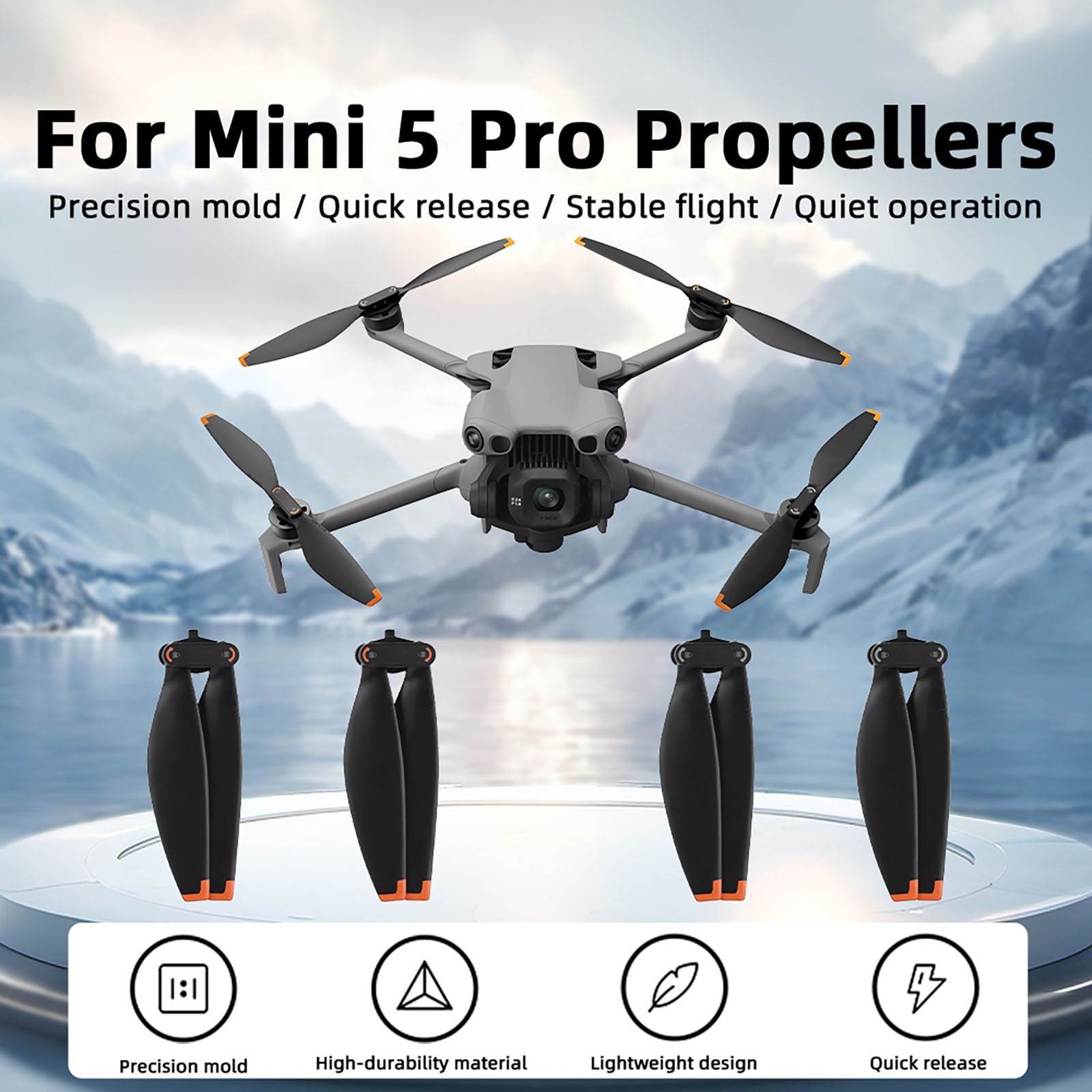 4PCS For DJI Mini 5 PRO Drone Propellers, Quick Release Low Noise Accessory
