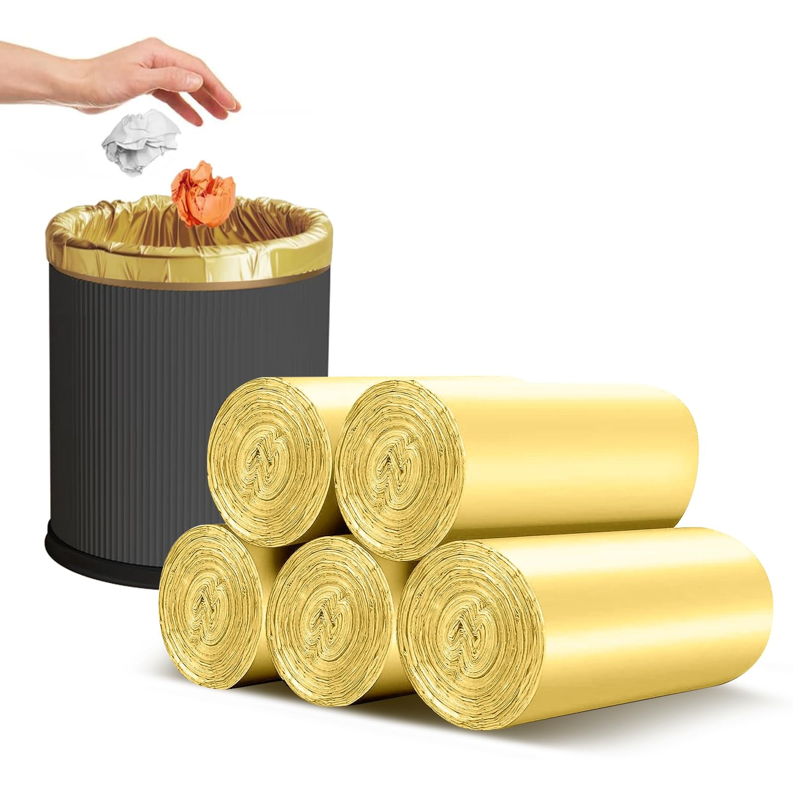 4-6 Gallon Gold Small Trash Bags 4 up to 6 100 Count (Pack of 1),