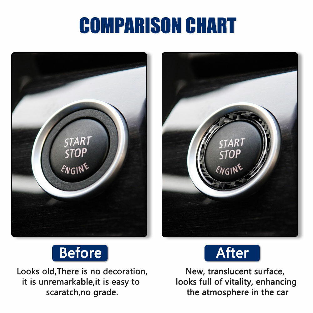 Carbon Fiber Car Engine Start Stop Push Button Ring Trim For BMW E92 E93 E90